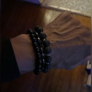 Mens Aromatherapy Black Lava Stone Crystal Bracelet🖤